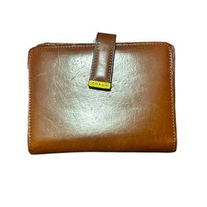 Vintage COACH Wallet Brown Leather Bifold with Coin Pouch